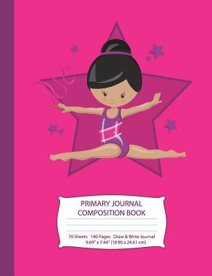 [a0b65] !Read^ Primary Journal Composition Book: Gymnast with Black Hair - Hot Pink W/ Purple Stars - Grades K-2 Draw and Write Notebook, Story Journal W/ Picture Space for Drawing, Primary Handwriting Book, Dotted Midline, Preschool & Elementary School Handwriting J -  *PDF#